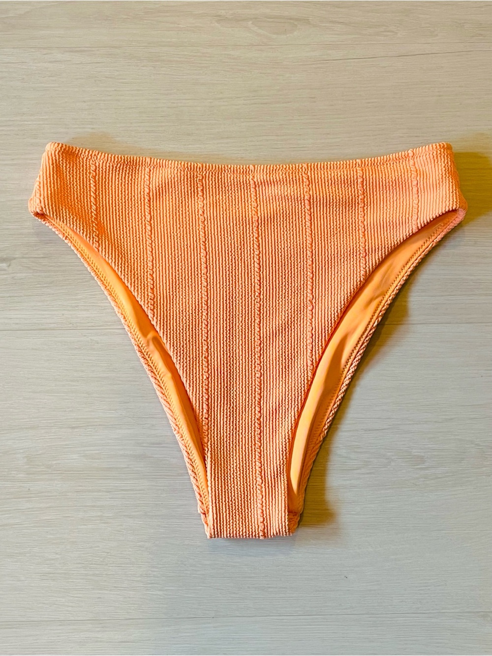 Aerie Women's High Cut Cheeky Ribbed Soft Orange Bikini Bottom Size M NWOT